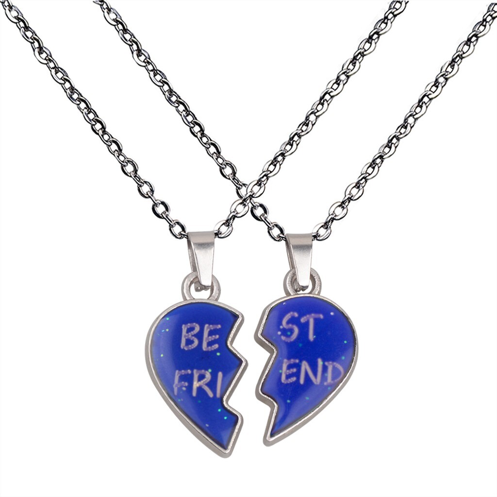 2Pcs/Set Temperature Sensing Color Changing Mood Tracker Best Friends Necklace