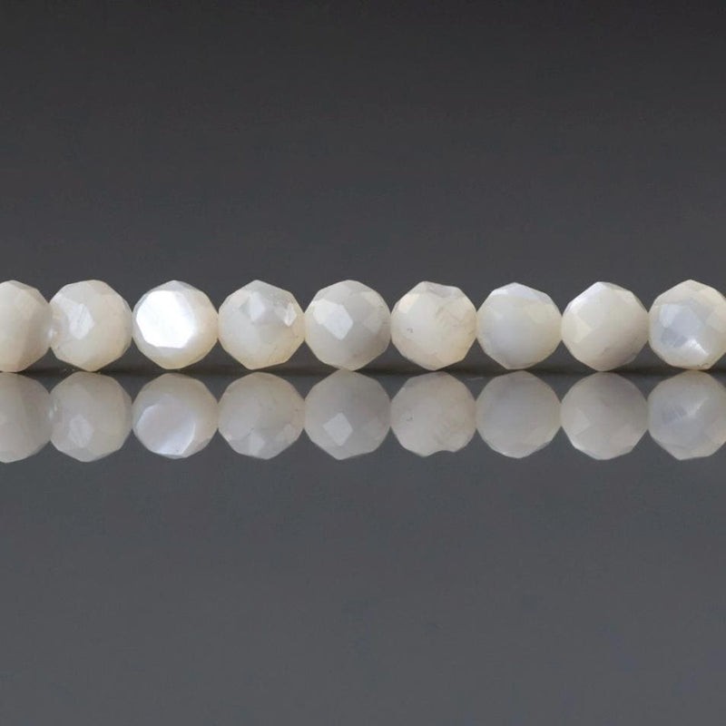 Natural Mother of Pearl Beads 4mm – Faceted Round Natural Gemstone 15″ Strand