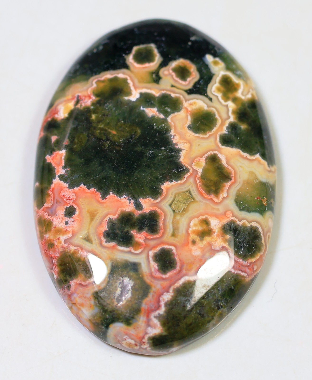 49 CT 6X25X37 mm NATURAL ORBICULAR OCEAN JASPER OVAL CABOCHON GEMSTONE CQ-238