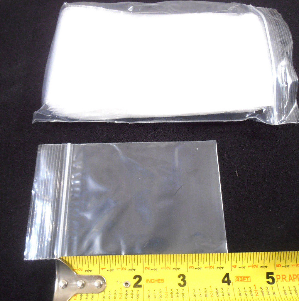 RESEALABLE PLASTIC BAGS 200 PC. 3″ x 4″ RECLOSABLE CLEAR 2 MIL POLY ZIP LOCK