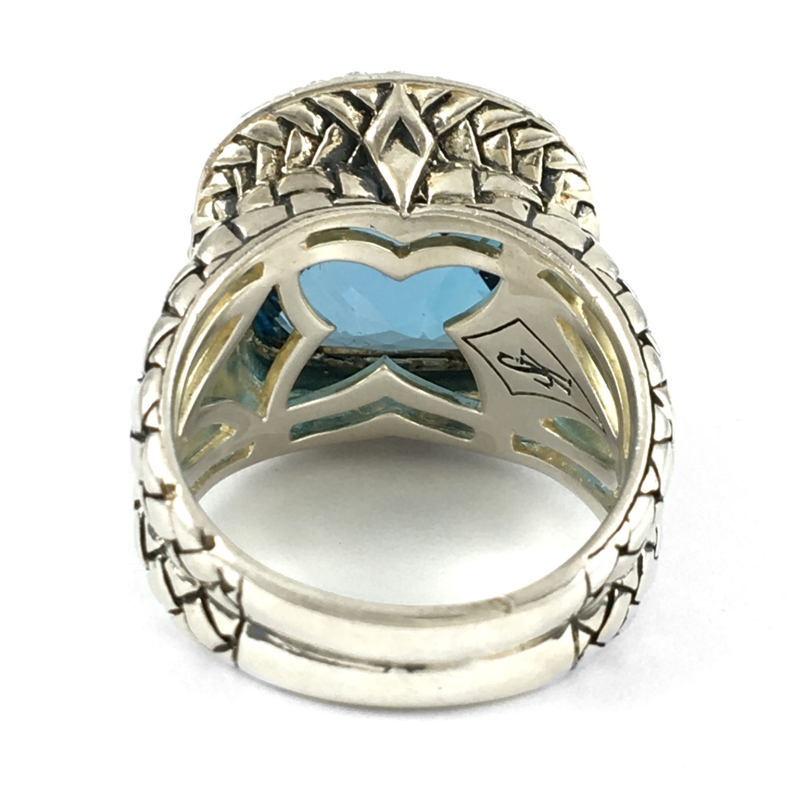 Scott Kay Sterling Silver Diamond & Blue Topaz Large Dome Ring