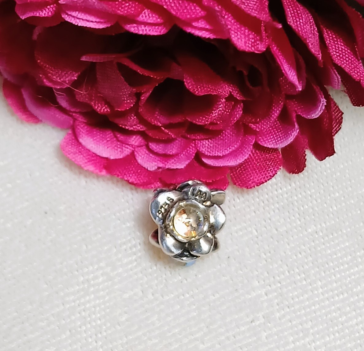 TROLLBEADS Denmark Lace Flower Sterling Silver Foxtail Bracelet~ 7-1/2″ Retired