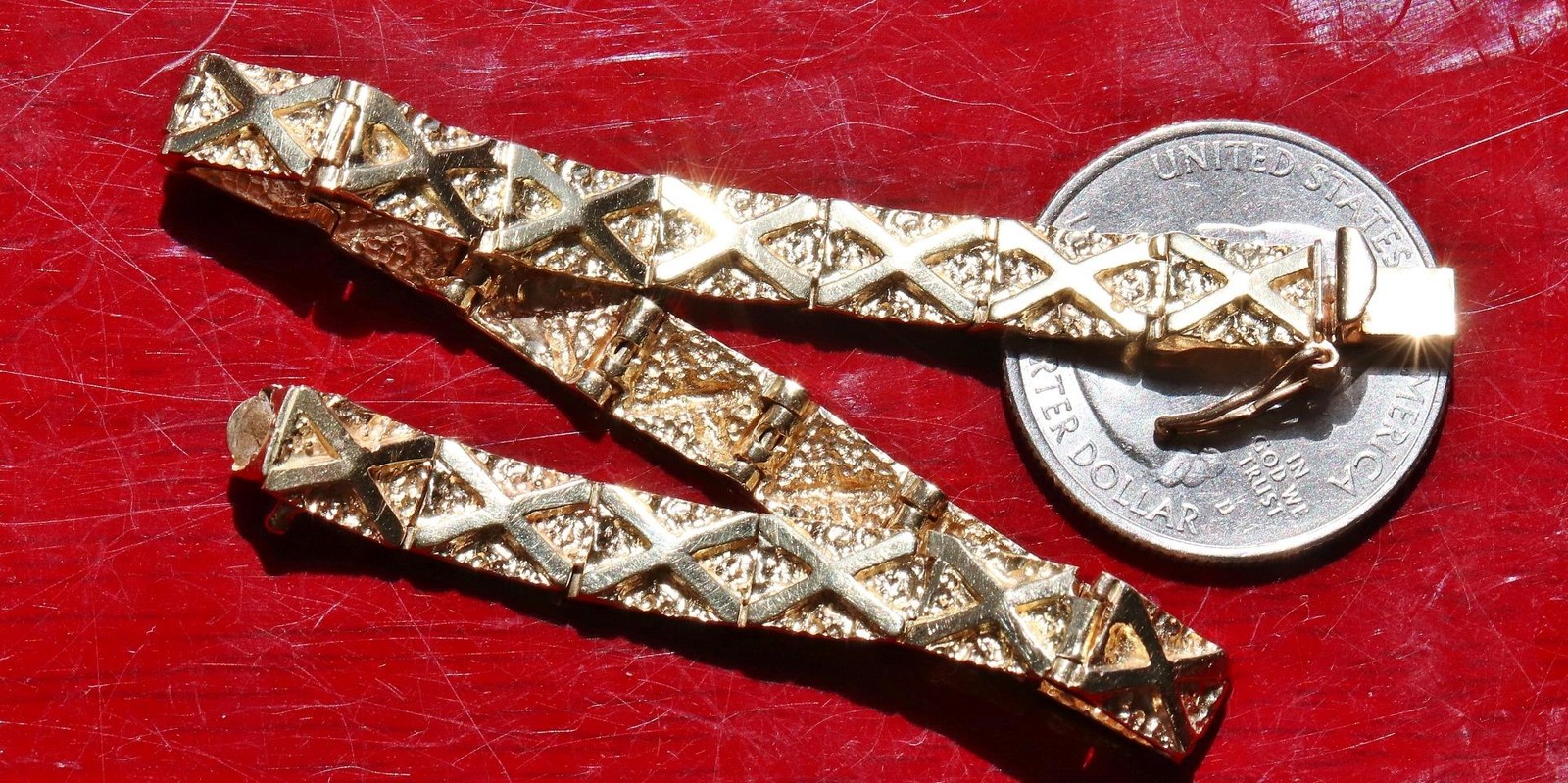 14k yellow gold bracelet 7.0″ nugget vintage handmade 13.6gr N2858