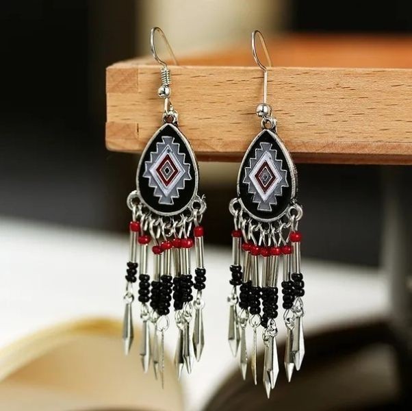 Boho Tribal Beaded Dangle Earrings Gypsy Ethnic Festival Jewelry Gift
