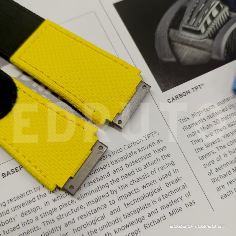 Replacement Yellow Hybrid Strap Watch Band Fits Richard Mille RM010 RM029 M size
