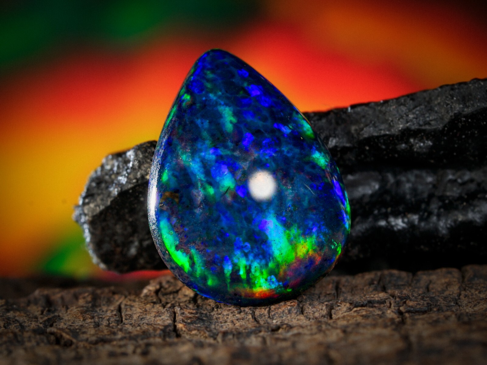 2.50 Carat Ethiopian Black Opal Cabochon 12x9x3 MM Pear Shape Welo Fire Opal