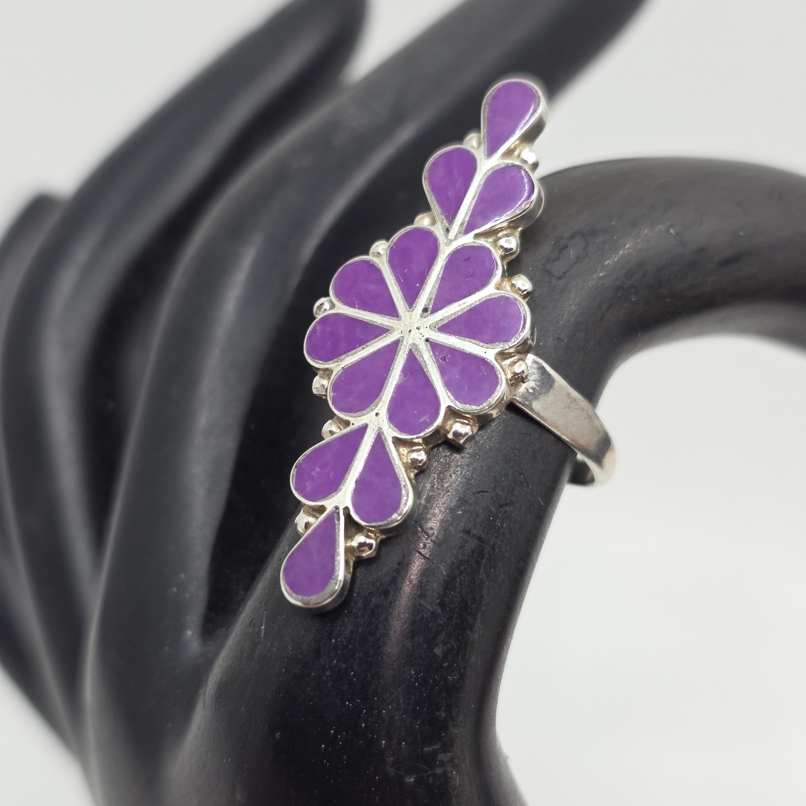 Zuni Sugilite Inlaid Sterling Silver Ring Size 8