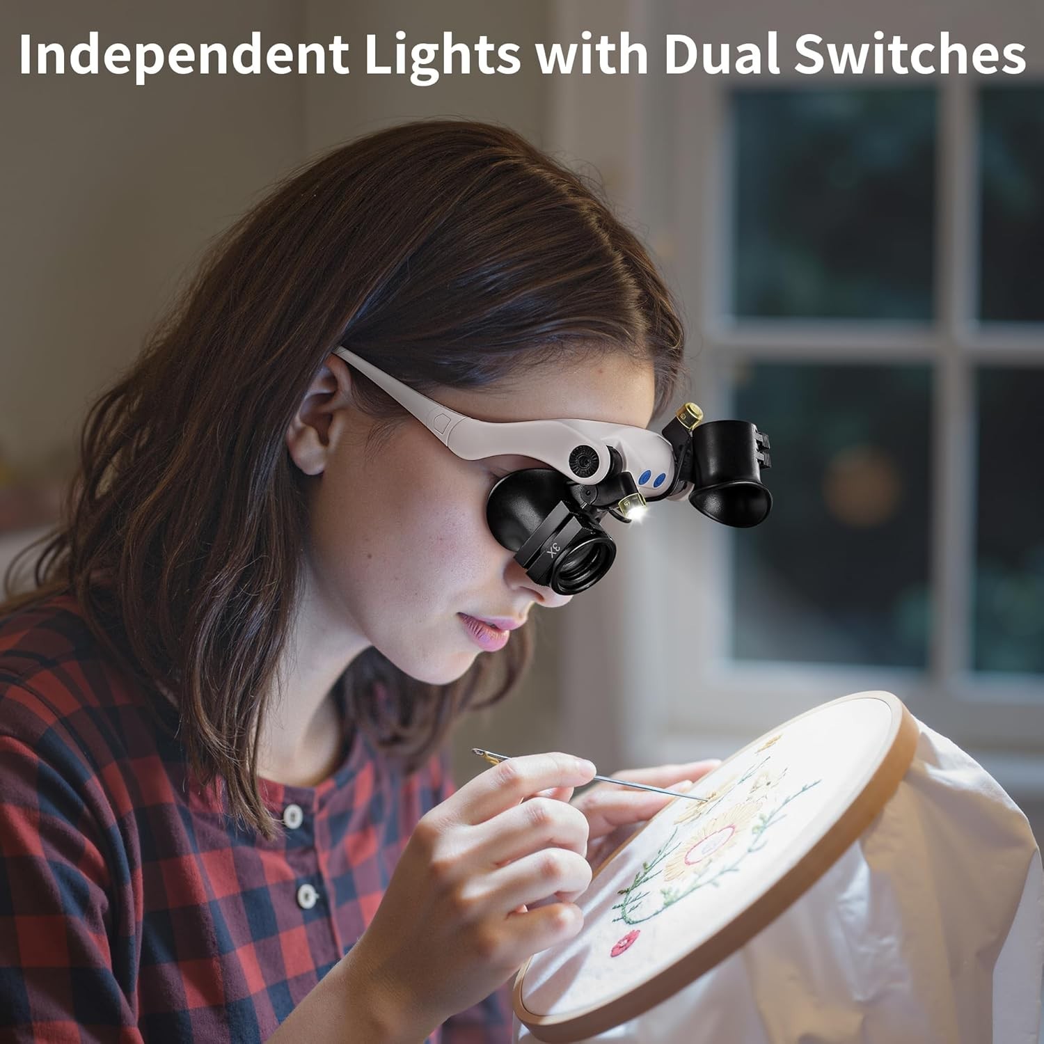 Magnifying Glasses with LED Light, Hands Free Magnifier with 14 Interchangeab…