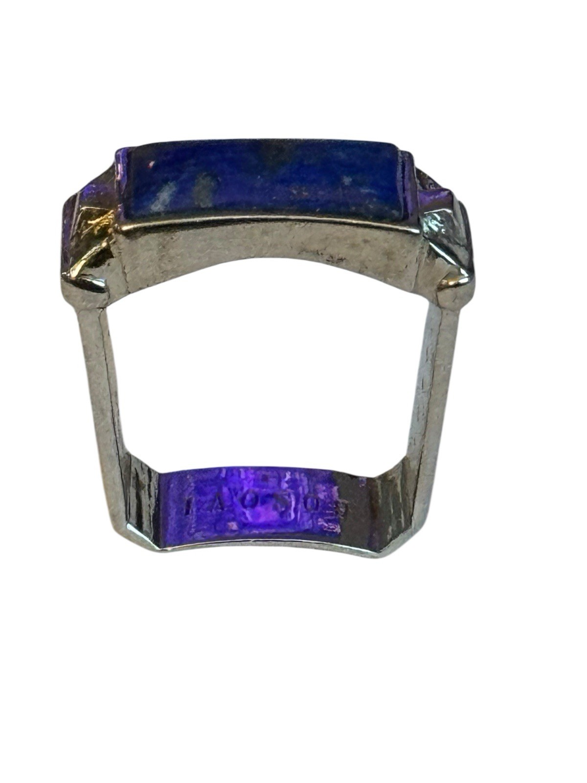 Bosovi Sterling Silver Lapis Lazuli Cushion Diamond Ring 925 square band size 9