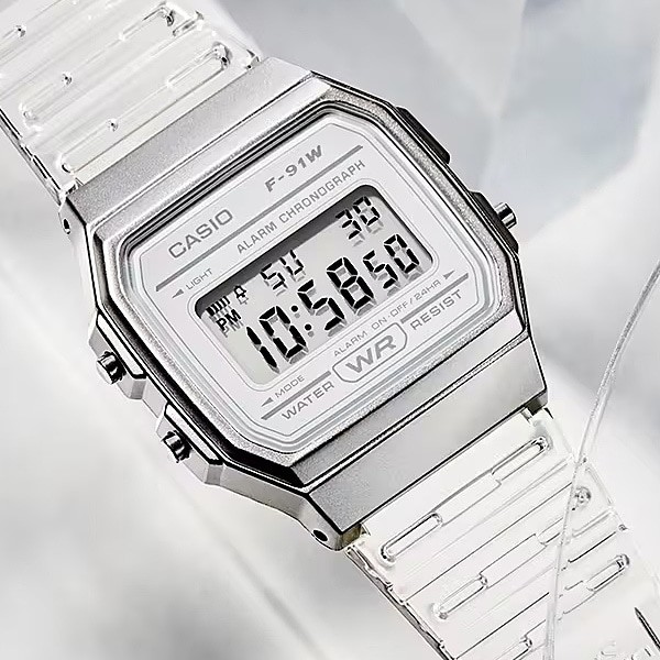CASIO F-91WS-7JH Classic Digital Watch Clear White Skeleton Japan New