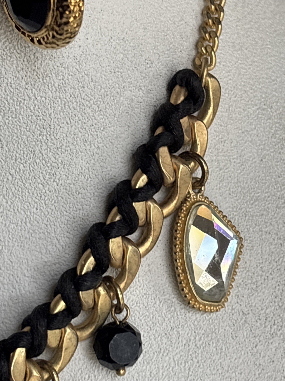 Park Lane Fascinated Necklace Satin Brushed GoldTone Black & Joan Rivers Earring