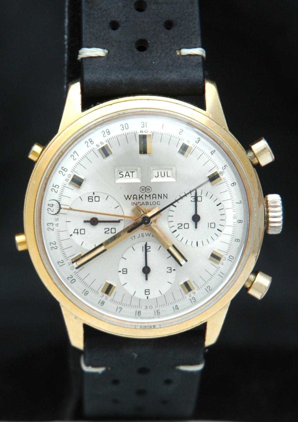 Wakmann Triple Calendar Chronograph Watch Valjoux 730 72c 73.1308.21 Gigandent