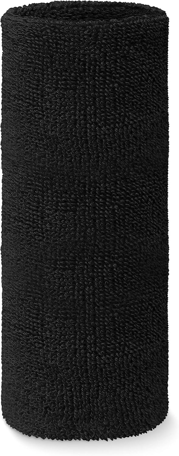 Thick Absorbent Sport Wristband in Black for Basketball and Fitness Activities