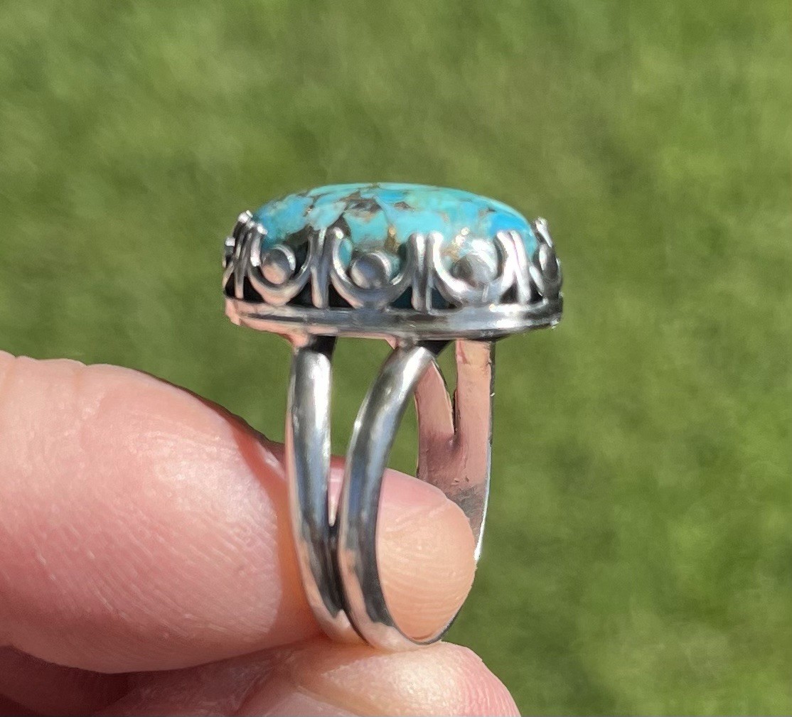 NEW Sterling Silver Copper Turquoise Ladies Ring Handmade One Of A Kind