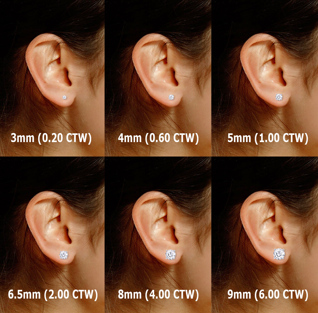 Certified D Color VVS1 Moissanite Solitaire Stud Earrings Screwback