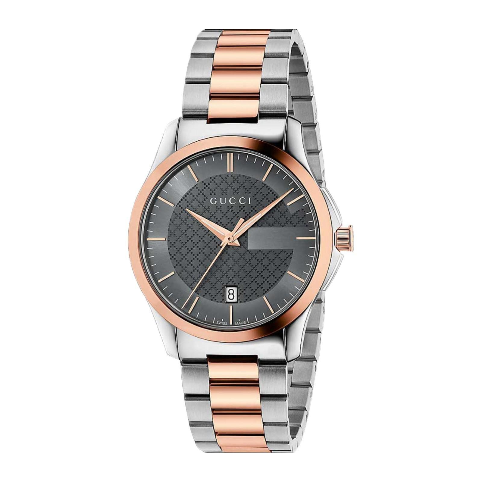 $1025 MSRP | Gucci Men’s G-Timeless Grey Dial Two-Tone Watch – YA126446