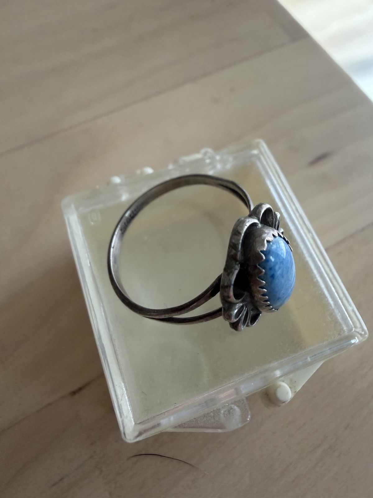Native Made Turquoise Ring Sterling Silver 925 Ornate Floral Design