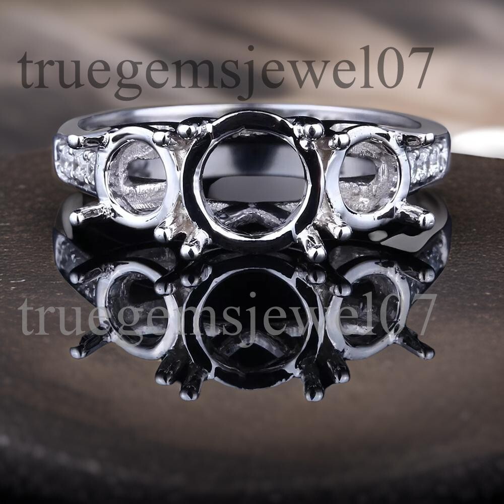 925 Sterling Silver 5 to 7 MM & 3 to 5 MM Round Cut Sami Mount Wedding Ring