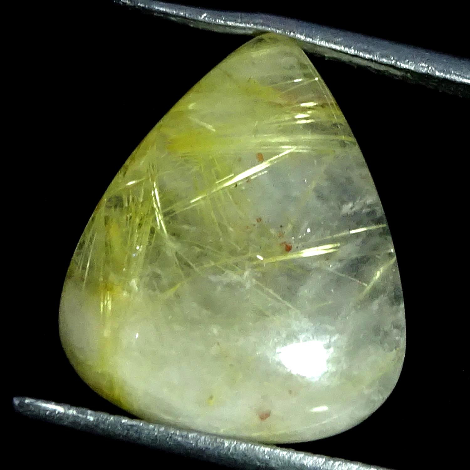 11.00Cts 100% Natural Ultra Golden Rutile Quartz Pear Cabochon 14X17X5MM