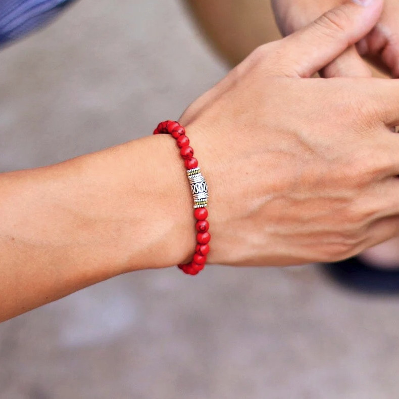 1pc 6mm Natural Stone Beaded Bracelet Unisex Yoga Meditation Lucky – NEW