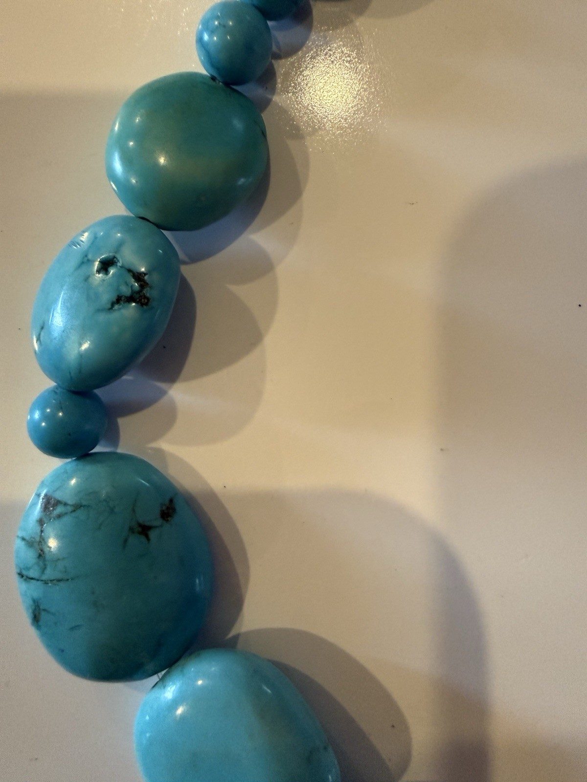 Turquoise Beaded Necklace, Graduated Smooth Blue Stone Statement Piece