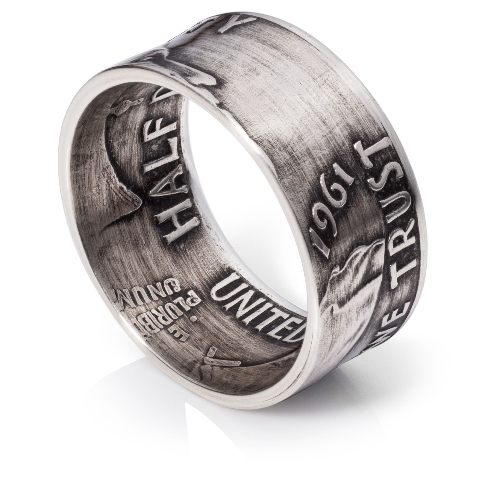 1950-1963 Silver Franklin Half Dollar – Coin Ring – Patina Finish