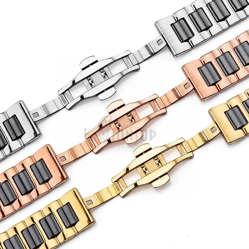 16mm 18mm 20mm 22mm Ceramic Replacement Watch Band Strap Metal Wrist Bracelet