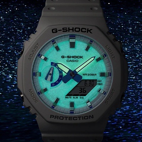 brand new CASIO G SHOCK GA 2100HDS 7AJF White Blue Luminous Dial 20 ATM Waterpro