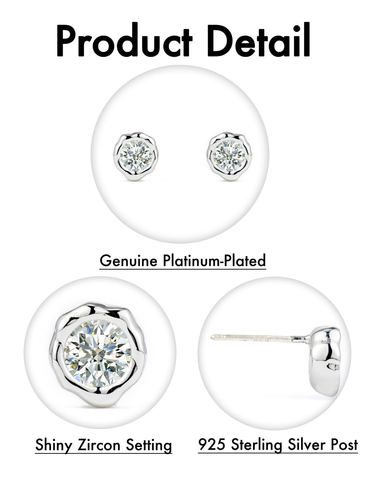 Belle Brighton Irregular Cubic Zirconia Stud Earrings 18k One Size, Silver