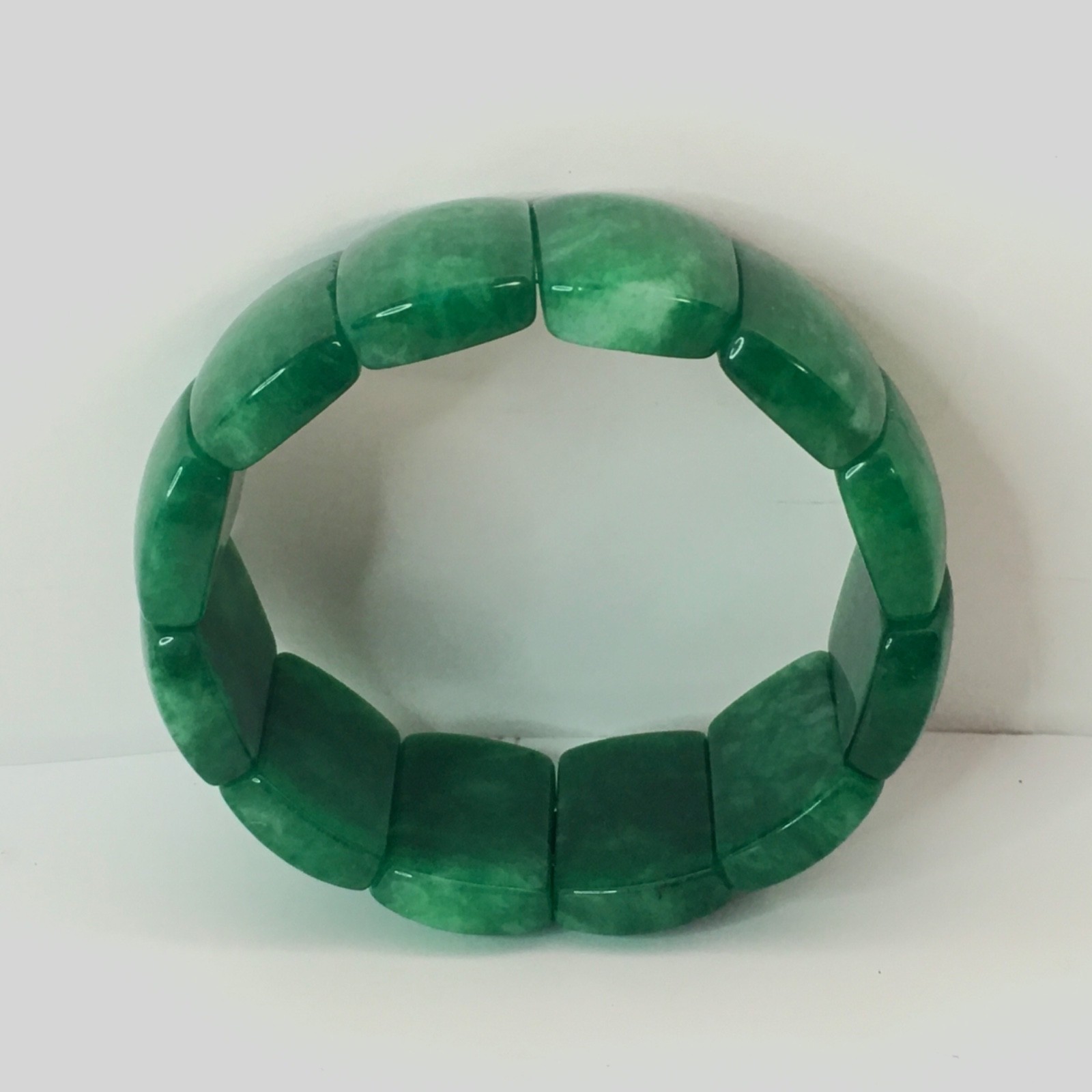 Rectangle double string natural green Jade Bracelet unisex