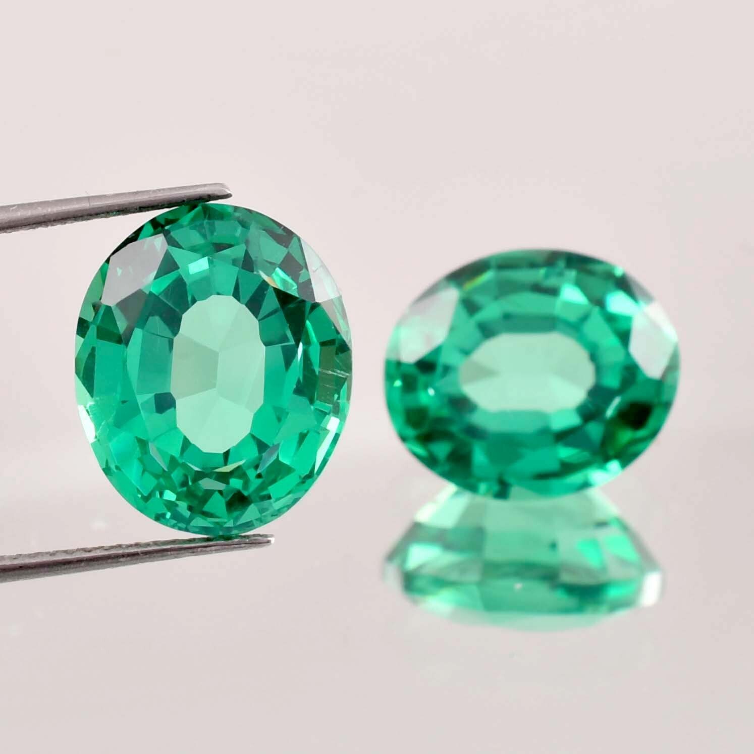 1 Pair 12×16 MM Natural Green Colombian Emerald Oval Cut Loose Gem GIT Certified