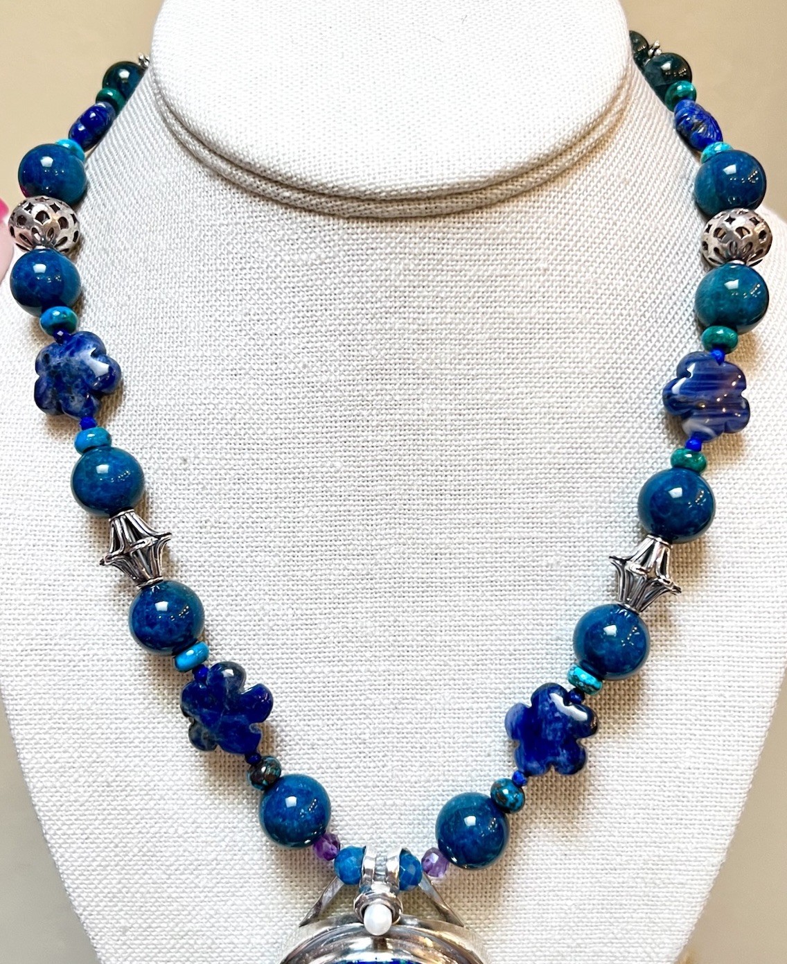 GORGEOUS Artisan Sterling Silver Azurite, Chrysocolla, Lapis, Etc. Necklace
