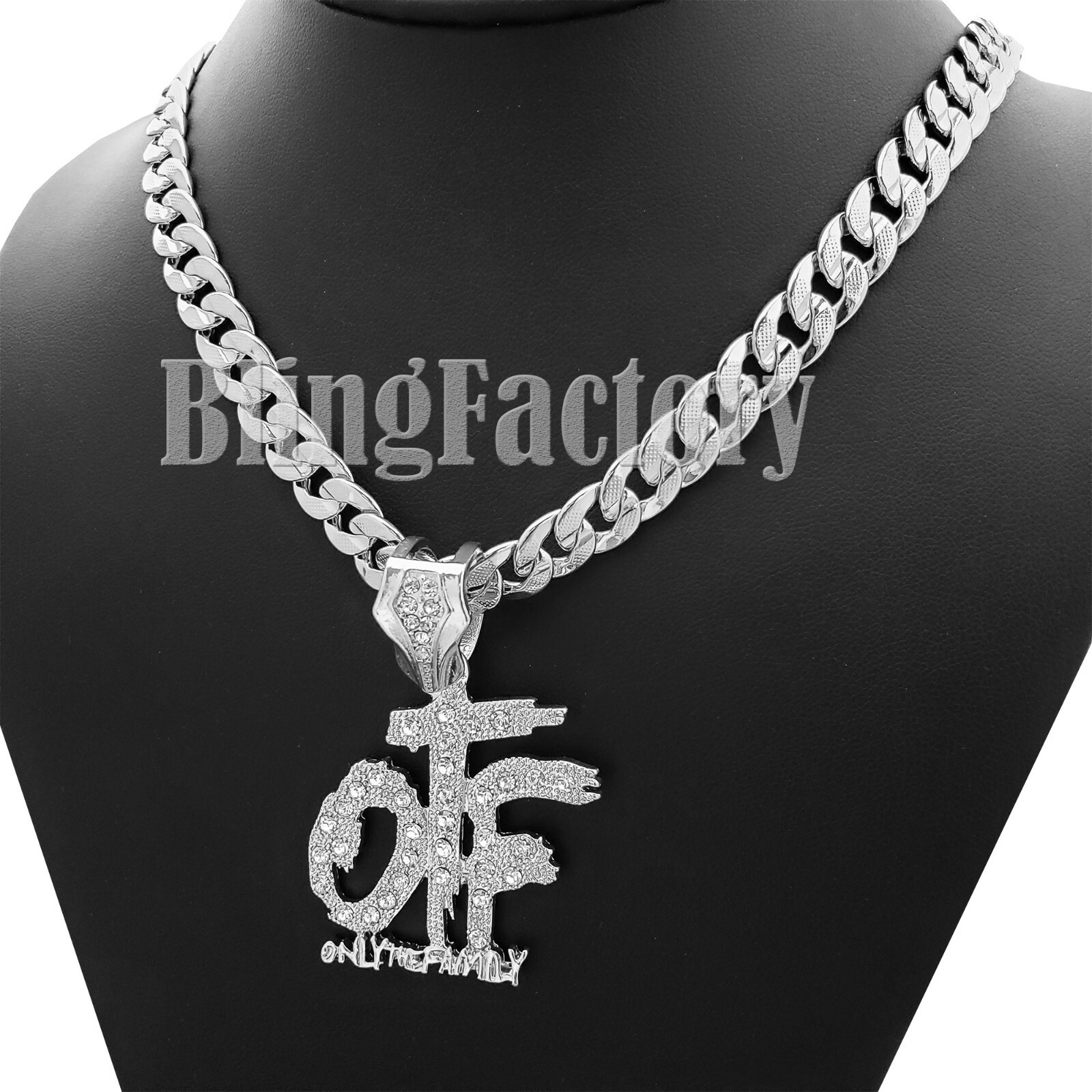 Iced Only The Family OTF Pendant & 10mm 24″ Miami Cuban Chain Hip Hop Necklace