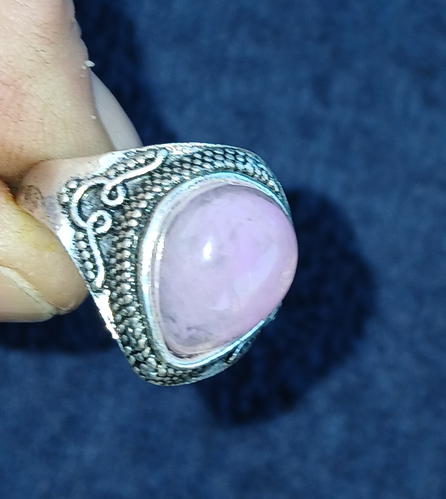 Sterling Silver Pink Rose Quartz Ring 8.13 grams Size 10 Ring Is Not Stamped