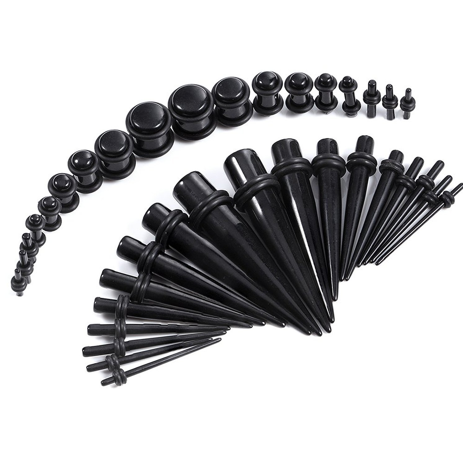 36Pcs Ear Gauge Taper Stretching Kit Ear Plugs Tunnels Expander Piercing 14G-00G