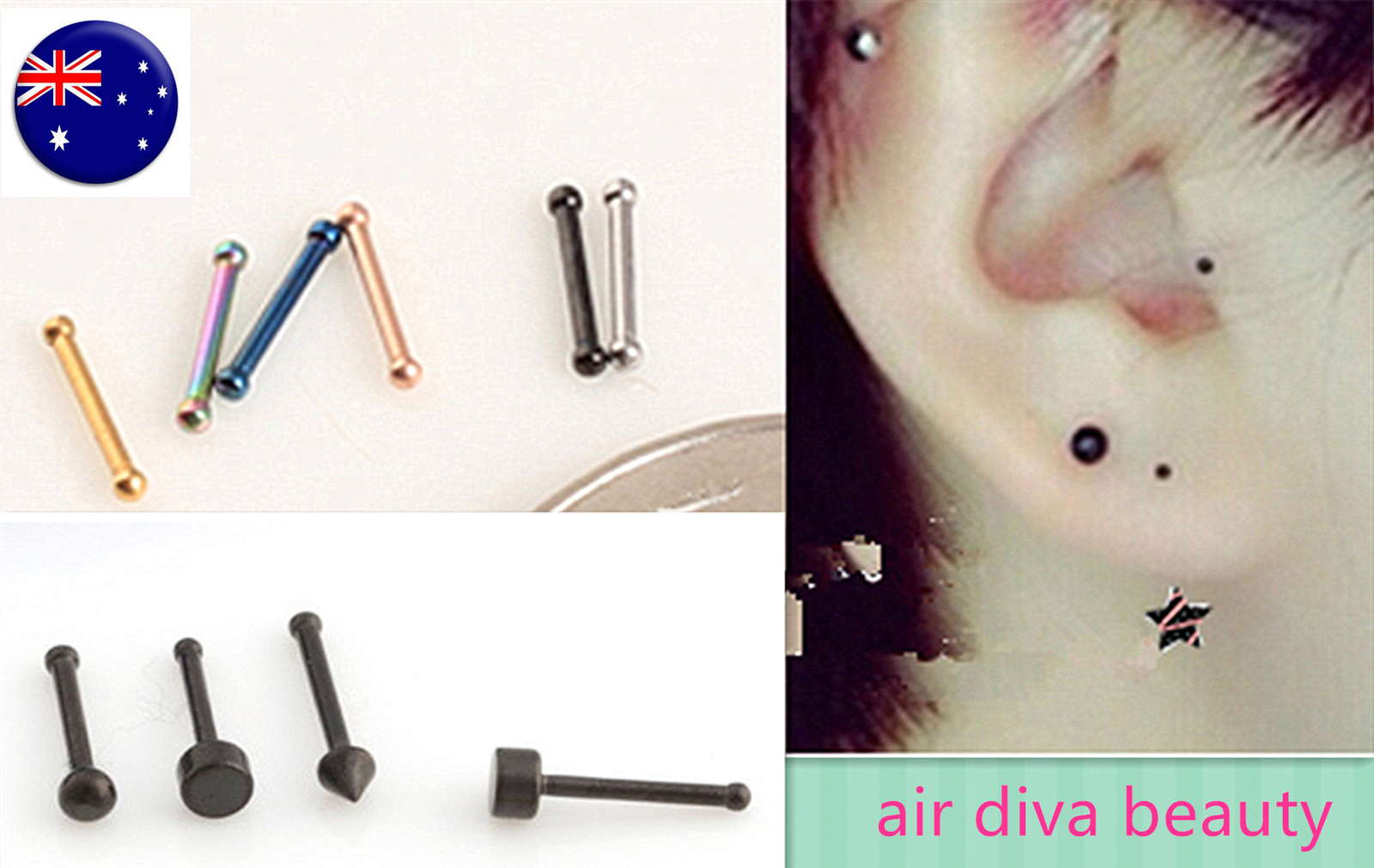 1PC Surgical Stainless Titanium Mini small Ear Earring Nose Studs Body Piercing