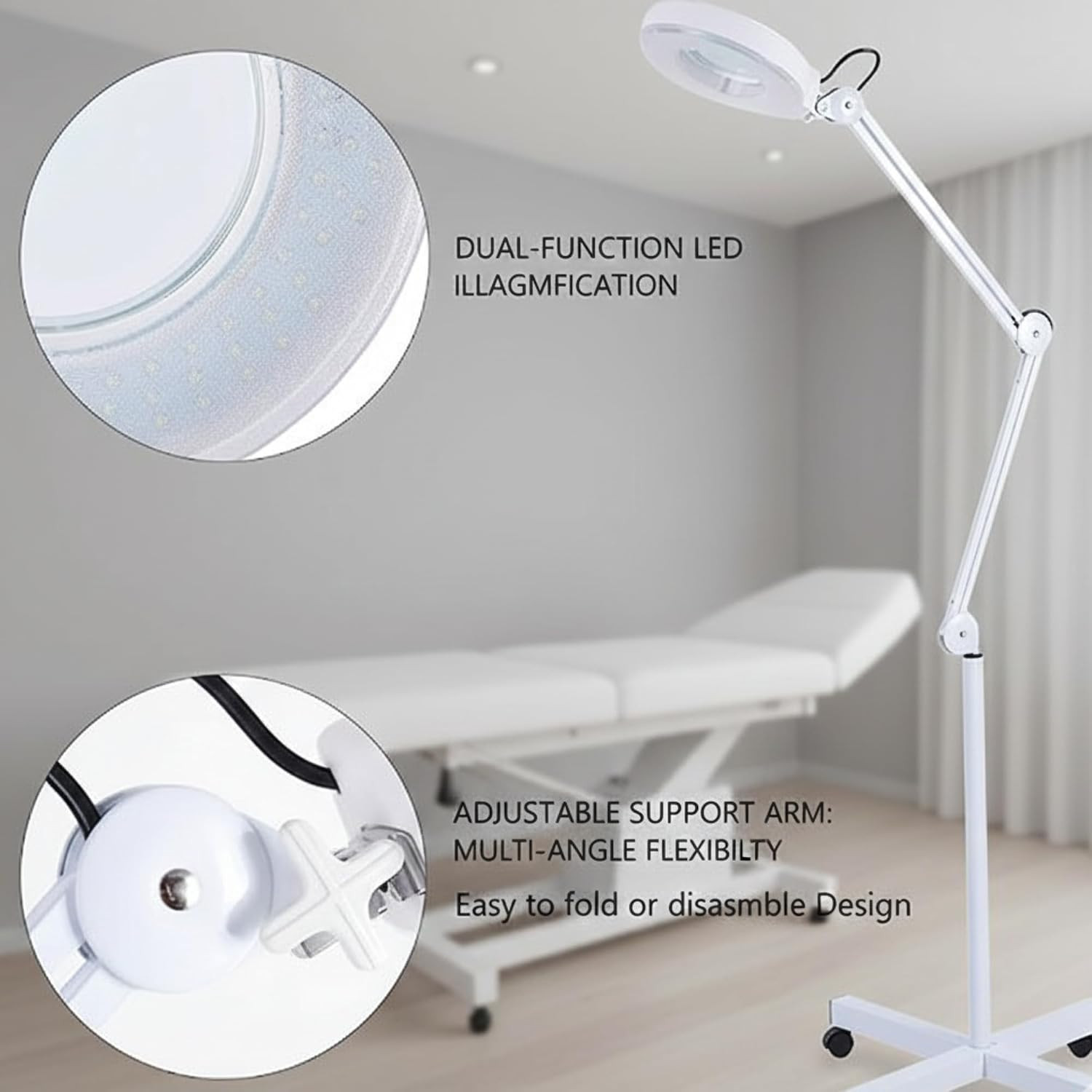 Magnifying Glass with Light and Stand, 10X Lighted Magnifying Glass Floor Stand