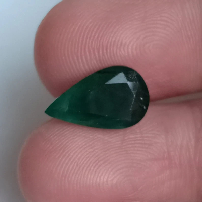 Real Zambian Emerald Pear Shape Unheated Untreated Gemstone 3 Ct