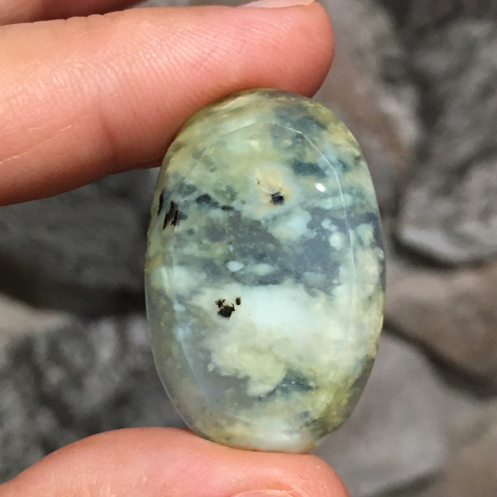 33.5×21.7×6.7mm Rare Aegean Green Opal Oval Faceted Cabochon Picture Stone