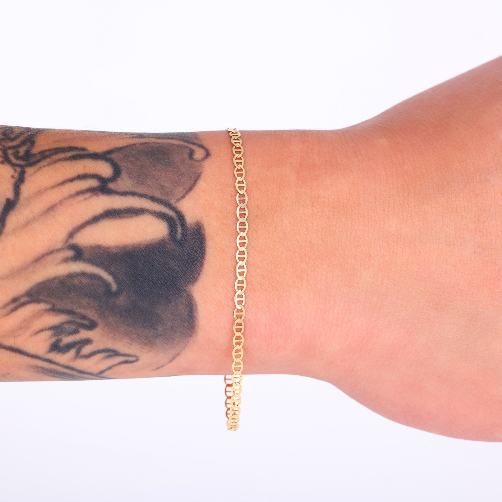 10K Yellow Gold Solid Womens 2.5mm Mariner Anchor Chain Bracelet Anklet 7″ 8″ 9″