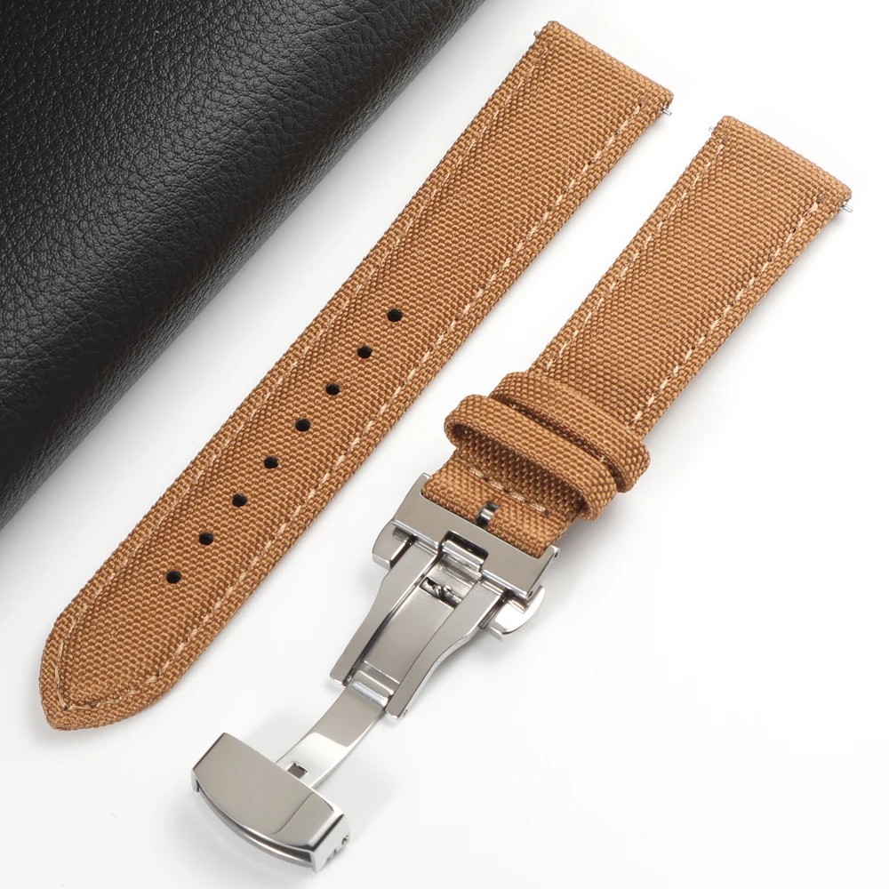 Quick Release Nylon Sailcloth Watch Strap 18mm 20mm 22mm Butterfly Buckle