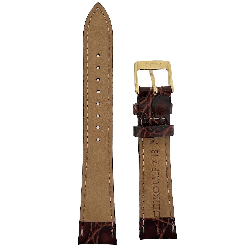 SEIKO Genuine Dark Brown Watch strap Leather Band 18mm Padded