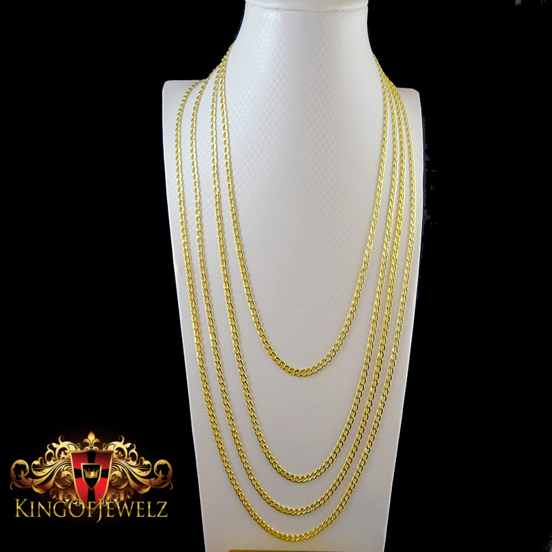 NEW MENS LADIES 10K YELLOW GOLD CUBAN CURB LINK CHAIN NECKLACE 2 MM 16~24 INCH