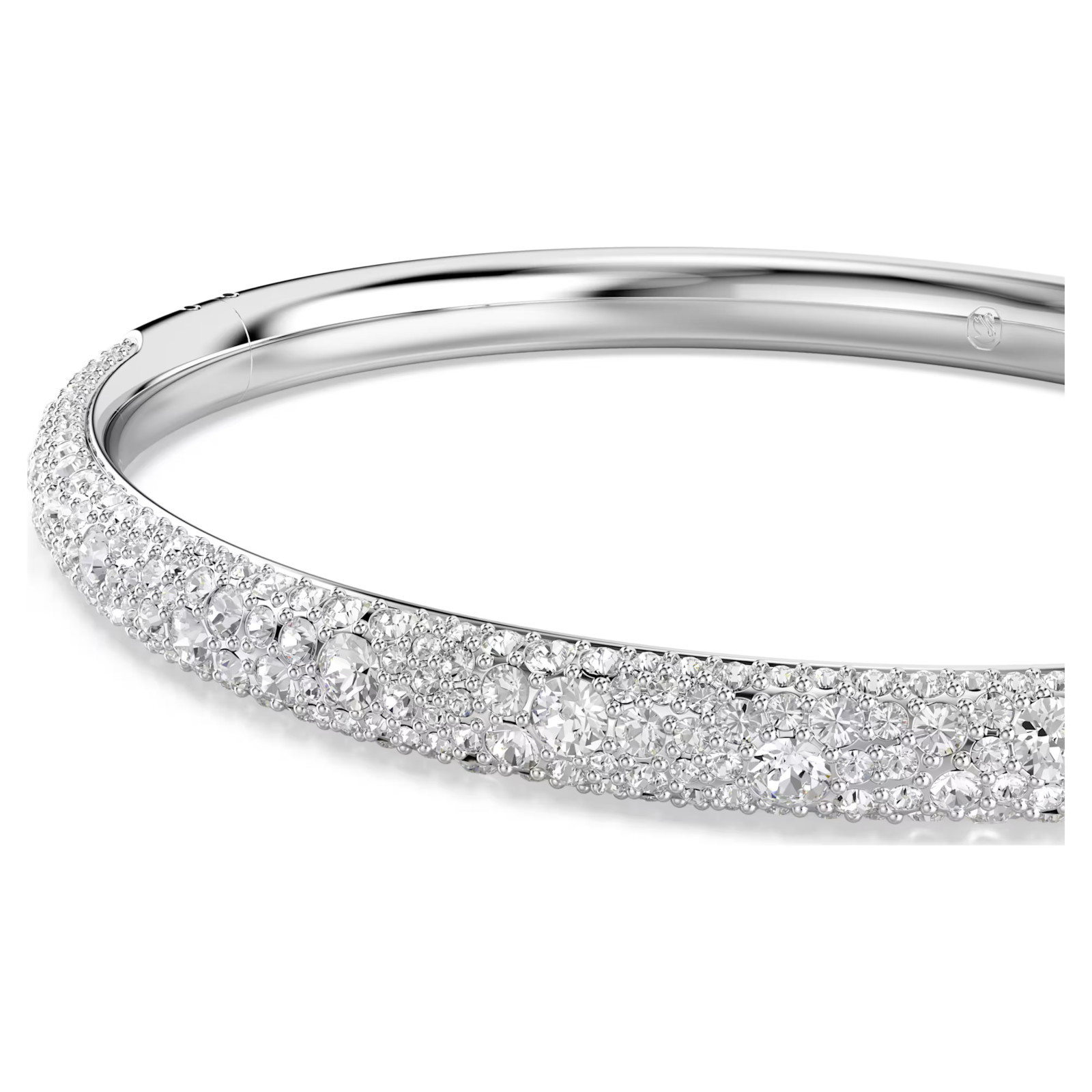 Sublima bangle Snow pavé, White, Rhodium plated