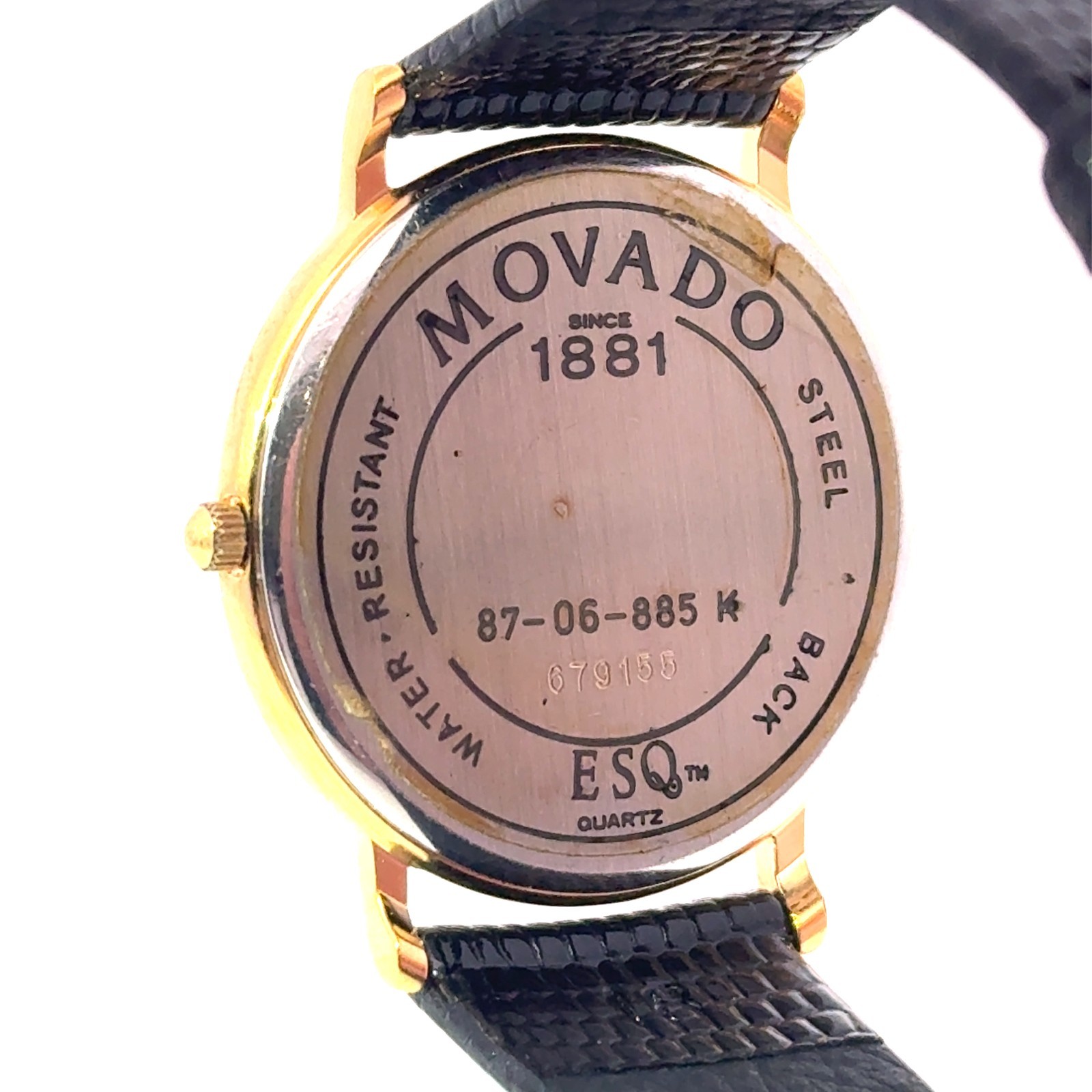 Vintage Movado ESQ Quartz 87-06-885 K Stainless Steel Cream Dial Wristwatch 33mm