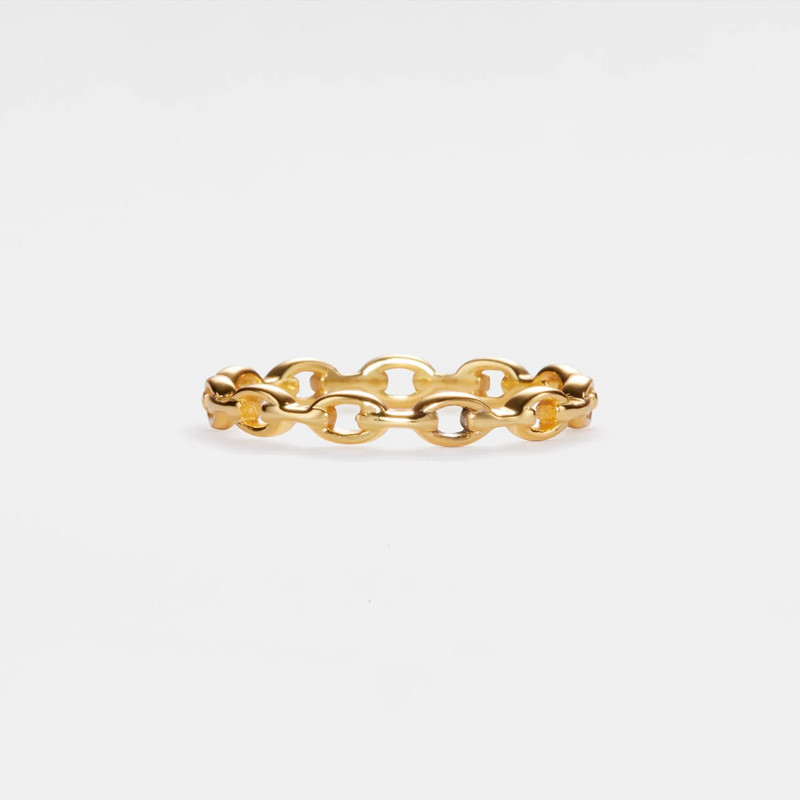 Dainty Gold Chain Link Stacking Band Ring in 925 Sterling Silver