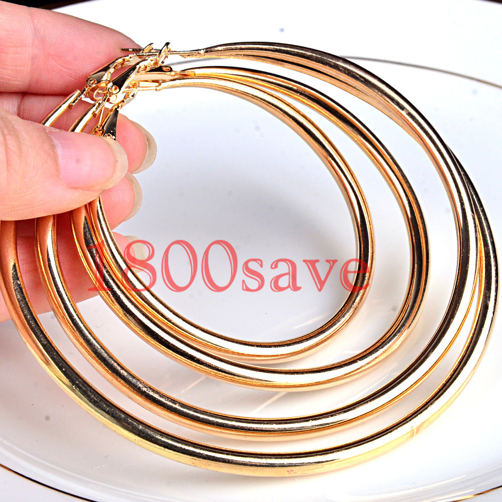 Women’s Classic 18K Yellow Gold Filled 40mm/1.57 inch Round Tube Hoop Earrings
