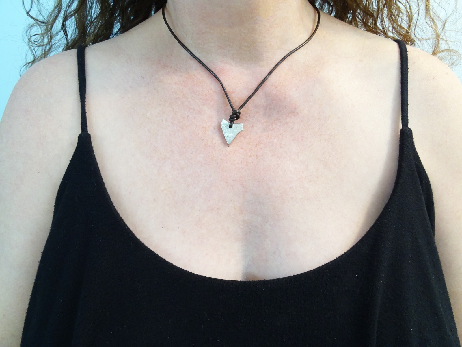 Brand New Metal Shark Tooth Leather Surfer Skater Boho Y2K Unisex 18” Necklace