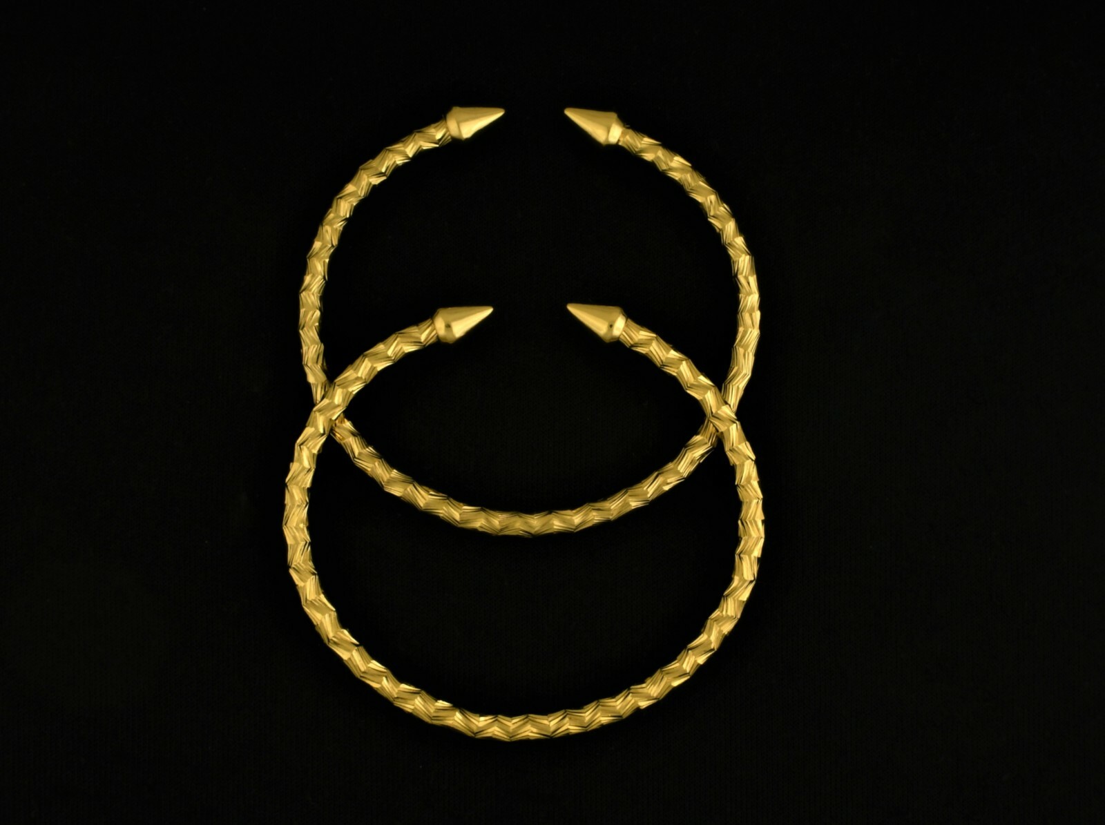 14K Gold Filled Diamond Cut Cone End West Indian Bangles