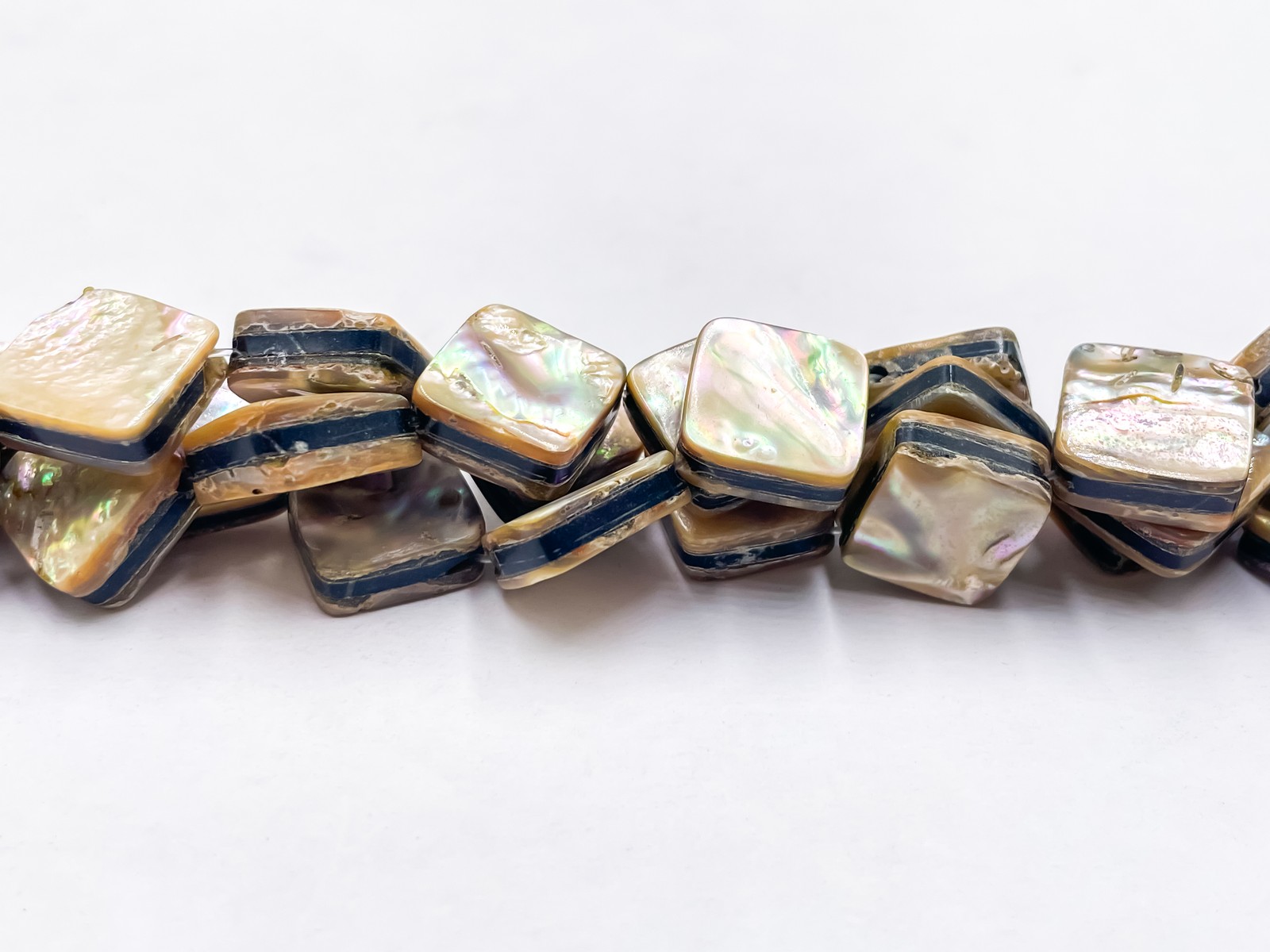 Natural Abalone Black Shell Flat Square Shape Beads Size 11x11mm 15.5″ Strand
